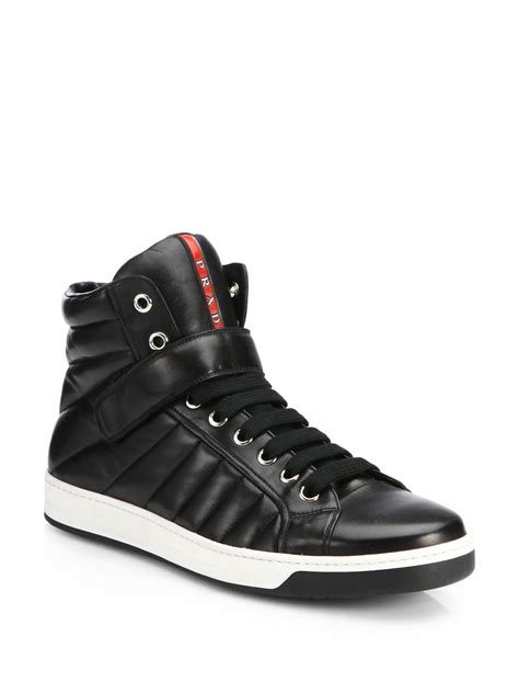 prada sneakera|Prada designer high top sneakers.